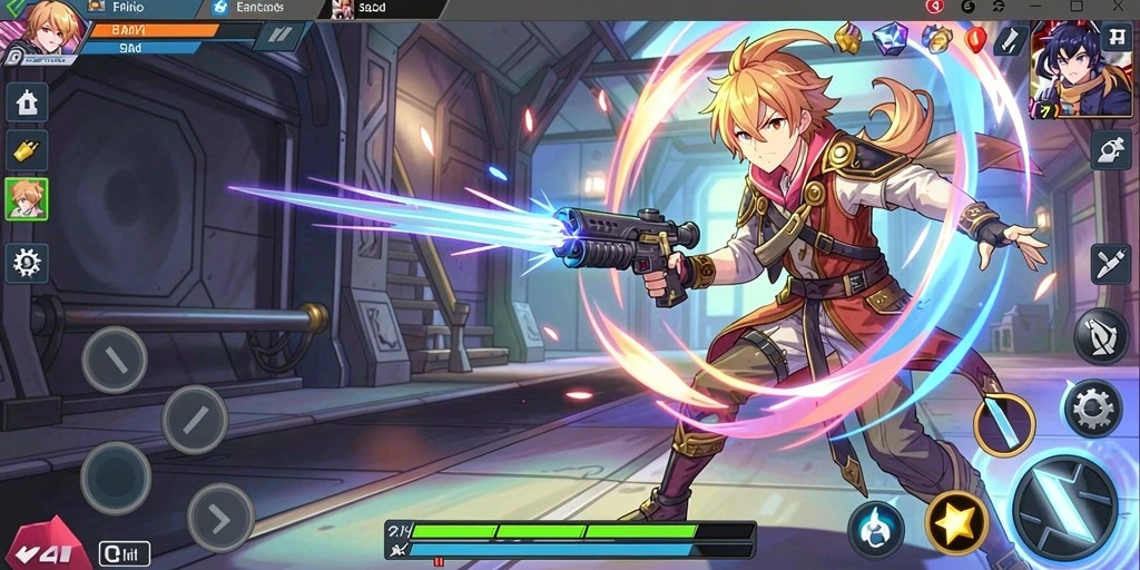 Tangkapan layar menampilkan karakter utama dalam pertempuran epic.